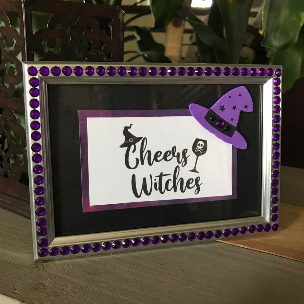 New Handmade "Cheers, Witches" in Silver Frame
